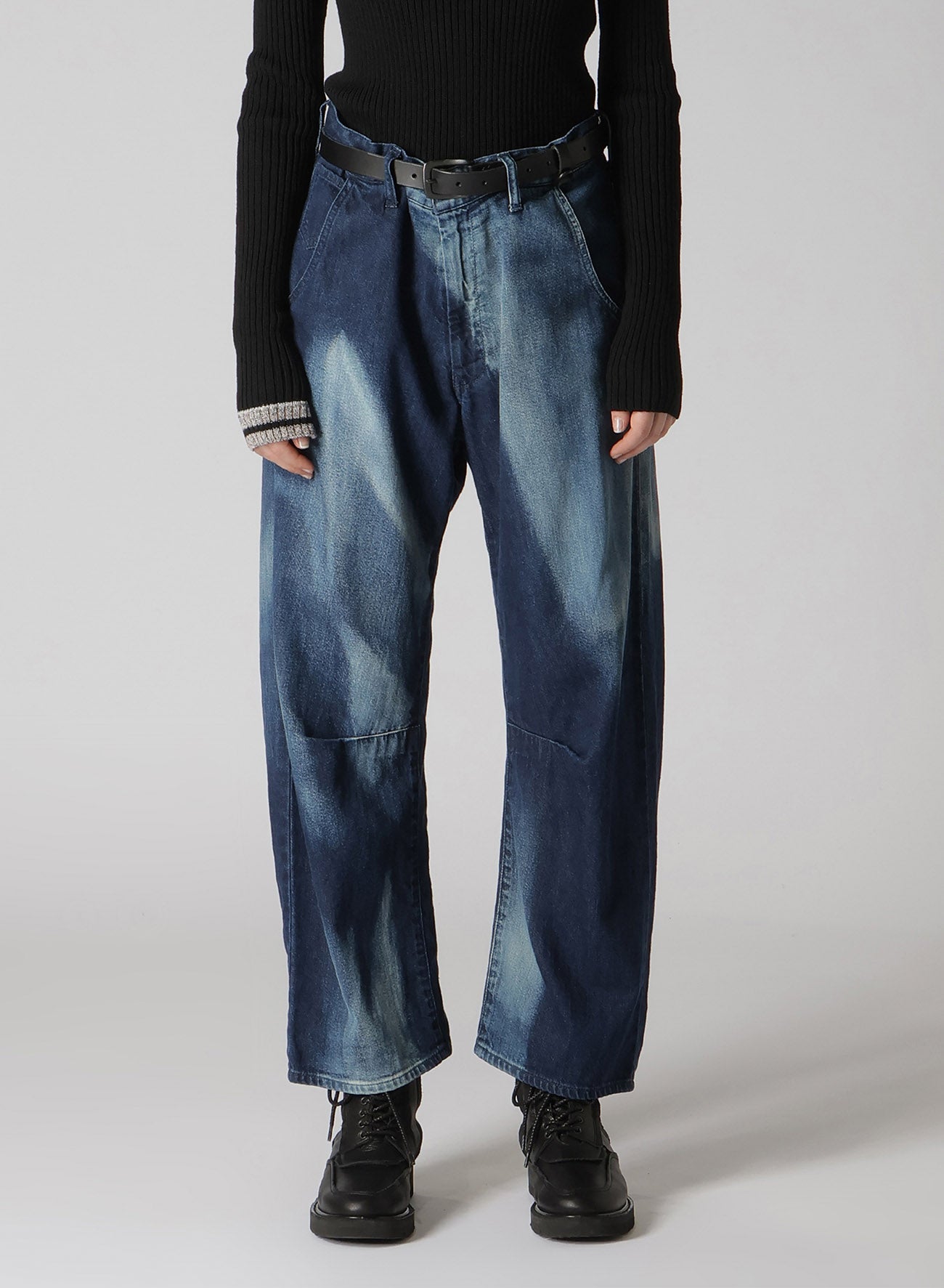 Spotted Denim Gusset Wide Leg Pants for Women - Comfortable Stretch High Waist Trousers for Casual Outfits, Workwear & Street Style Fashion