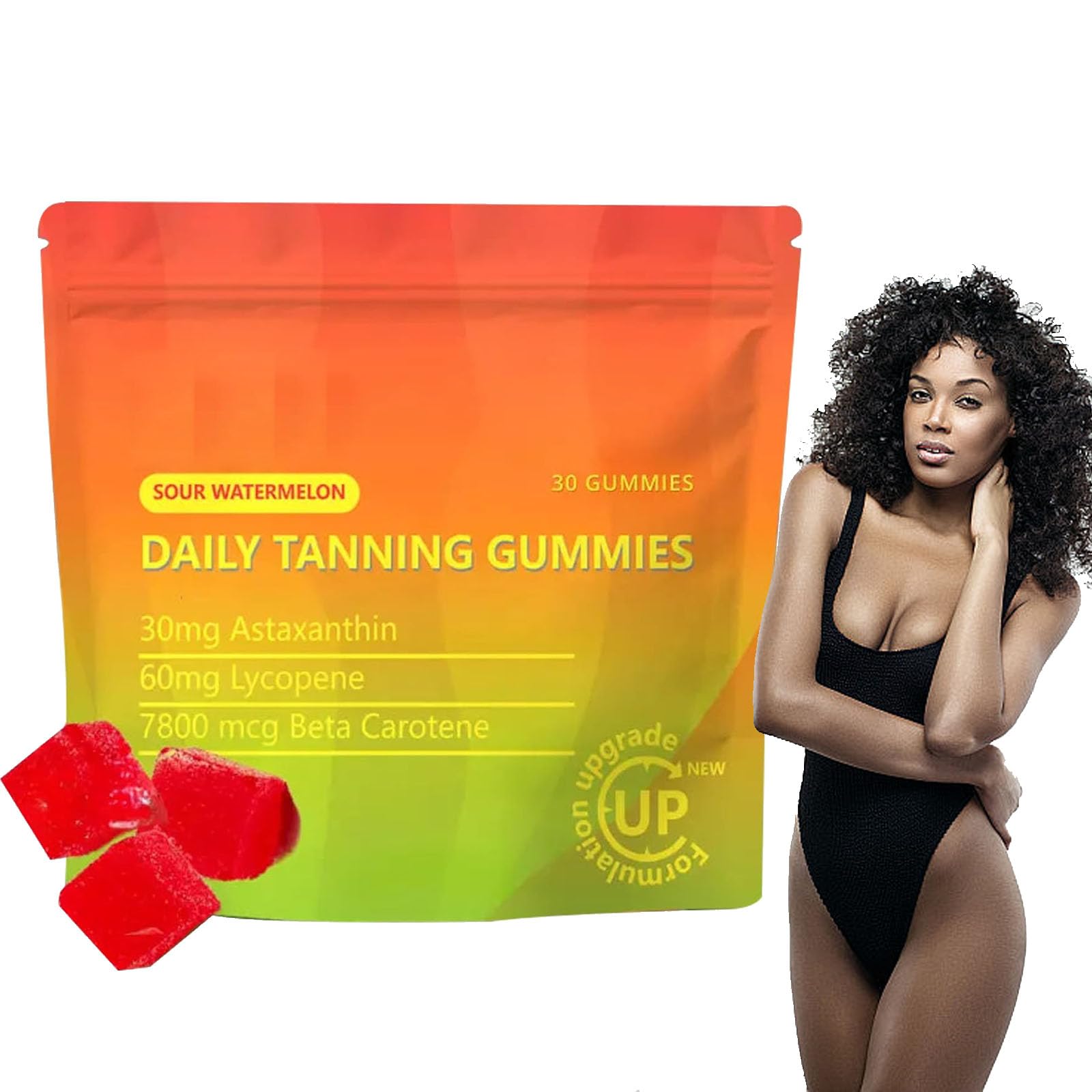 Bronze Chews Tanning Gummies - Natural Self Tanning Supplement with Astaxanthin, Lycopene & Beta Carotene for Sun-Kissed Glow | 30-Day Supply for Healthy Skin | Perfect for Beach Vacation & Summer Tan Enhancement