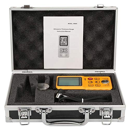 Oumefar Digital Ultrasonic Thickness Gauge Meter - 1.0-300.0mm Measuring Range for Steel, Metal, Glass & Plastic - Portable LCD Display with Data Storage - Includes Protective Storage Box | Ideal for Industrial Quality Control, Construction & Manufacturing Inspections