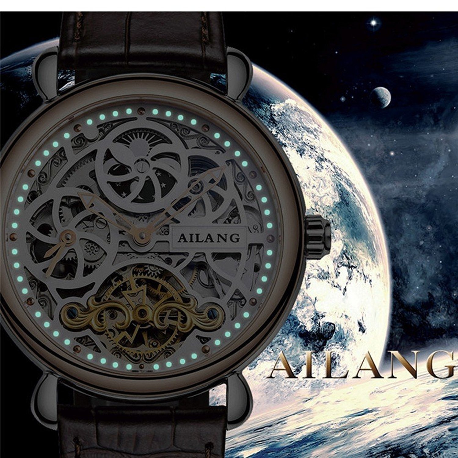 WhatsWatch 2017 Premium Automatic Men's Watch - Fashionable Skeleton Dial, Waterproof Design, Luxury Stainless Steel Band - Perfect for Business, Casual & Outdoor Activities
