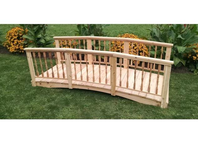 A & L Furniture Spindle Cedar Bridge - Rustic Wooden Footbridge for Garden, Yard, or Landscape Decoration - Perfect for Pathways, Ponds, and Outdoor Decor