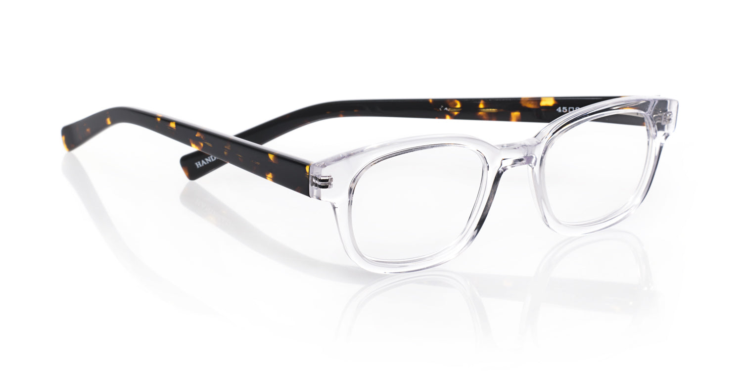 Biff Narrow Color 20 Eyeglasses - Crystal Clear Front with Demi Tortoise Temple Frames | Lightweight & Stylish for Work, Reading & Everyday Wear