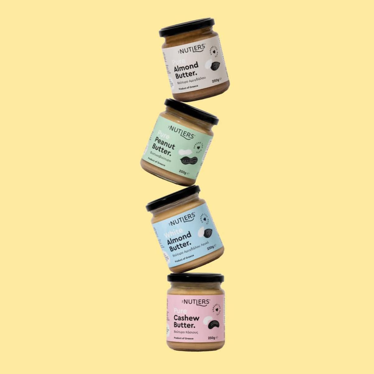 THE NUTLERS 100% Pure Natural Peanut Butter - 60 Pack (1.1 oz Single-Serve Jars) | Made with Greek Peanuts, No Salt, Sugar or Preservatives | Perfect for Healthy Snacks, Smoothies & On-the-Go Nutrition