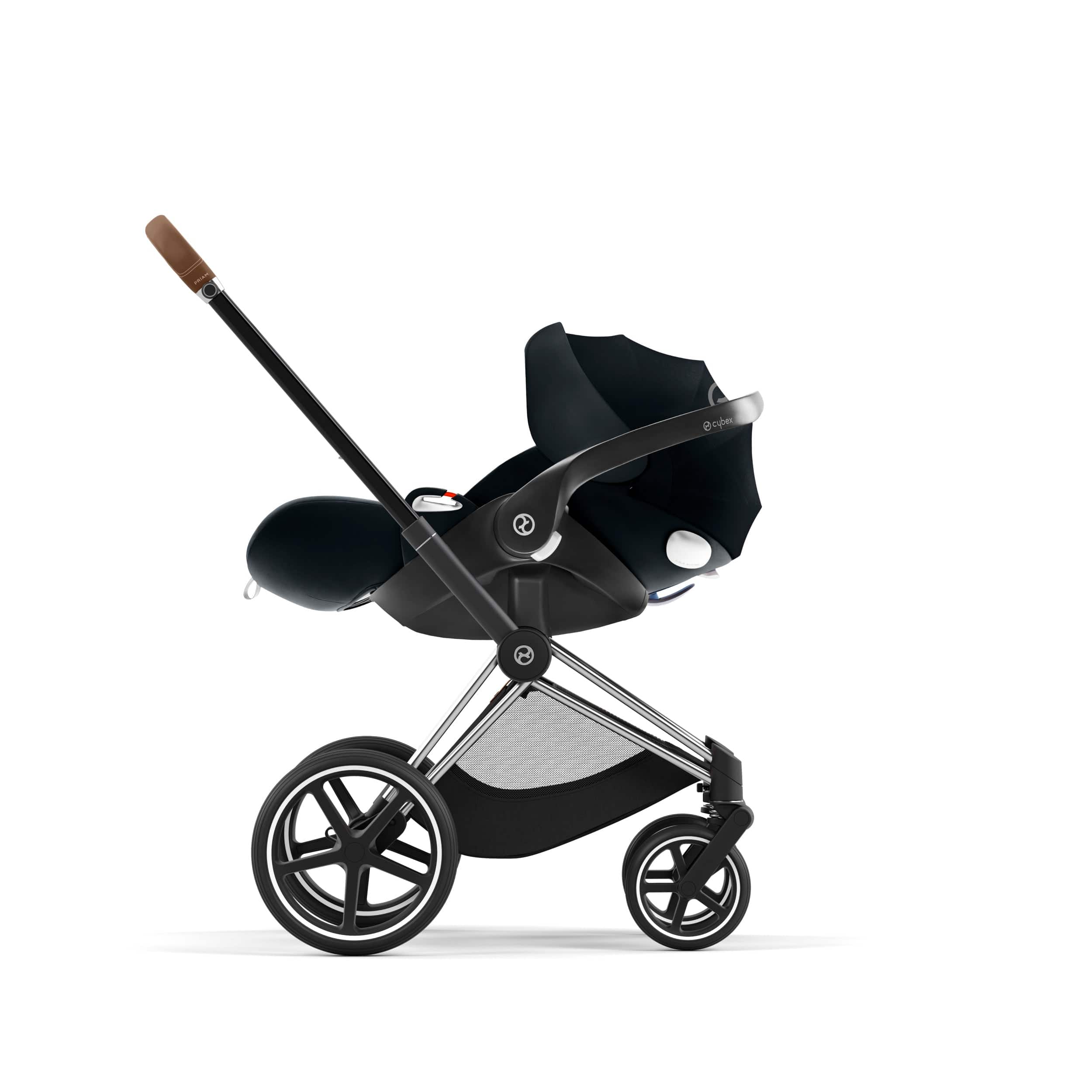Cybex Priam 4 Complete Luxury Baby Stroller - Chrome/Brown - Premium Travel System for Newborns to Toddlers - Perfect for City Walks, Shopping & Family Outings