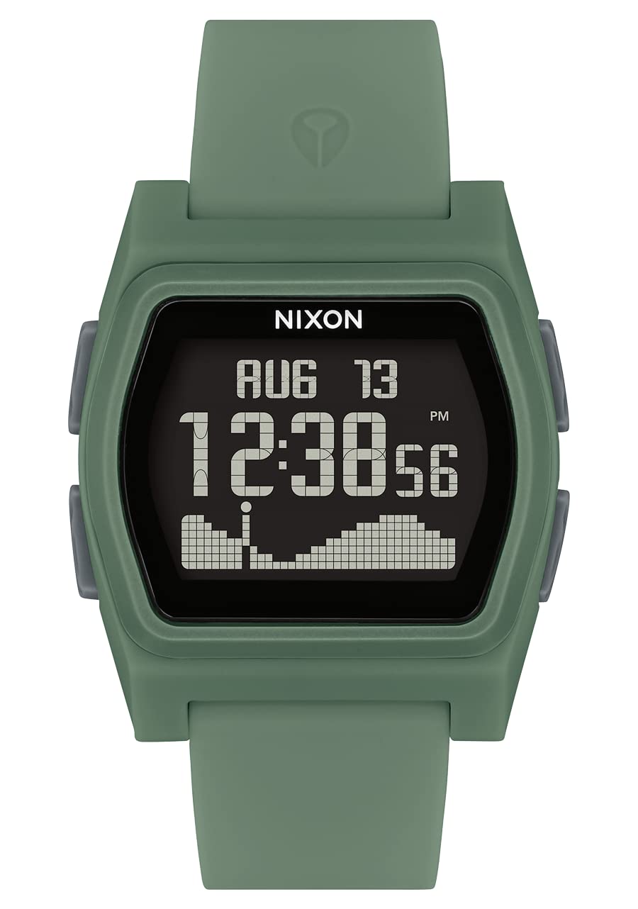 NIXON Rival A1310 Women's Digital Surf Watch - 100m Water Resistant, 38mm Face, 20-19mm Eco-Friendly PU/Rubber/Silicone Band - Made with Recycled Ocean Plastics - Perfect for Surfing, Swimming & Outdoor Activities
