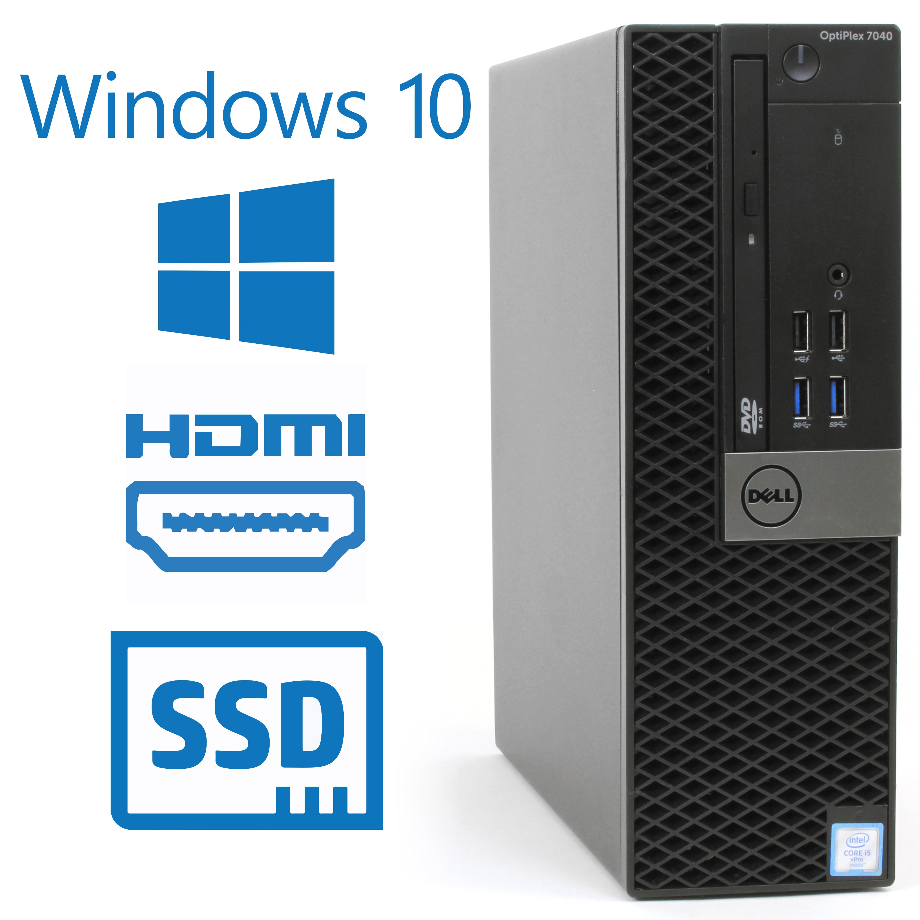 Refurbished Dell OptiPlex 7040 SFF Desktop - Intel Core i5-6500 6th Gen Quad-Core 3.2GHz, 8GB RAM, 256GB NVMe SSD, Windows 10 Pro | WiFi, Bluetooth, USB 3.0, HDMI, DisplayPort | Home Office & Business Computer with 1-Year Warranty