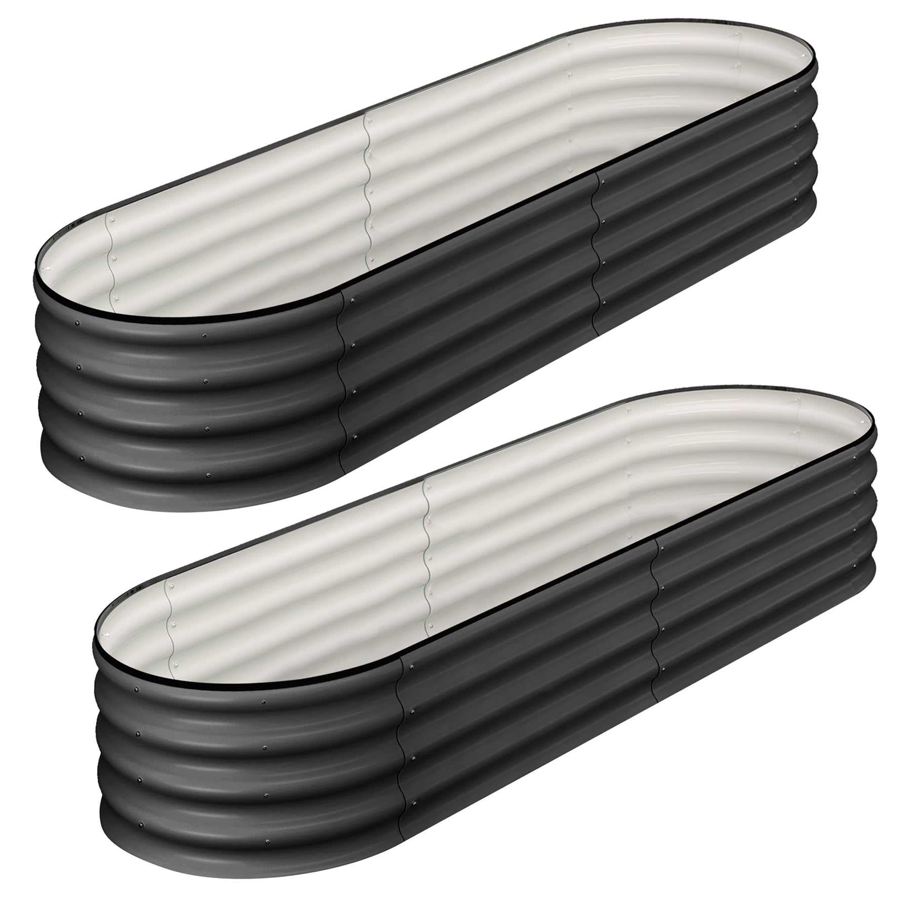 GARVEE 2-Pack 4.5' x 2' x 2' Galvanized Steel Oval Raised Garden Beds - Outdoor Metal Planter Boxes for Vegetables, Flowers, Herbs | Tool-Free Assembly, Open Base Design | Perfect for Backyard Gardening, Patio Decor & Urban Farming (Grey)
