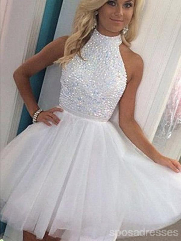 Sexy Halter Open Back White Homecoming Prom Dress CM0005 - Elegant Formal Gown for Prom Night, Evening Parties & Special Occasions