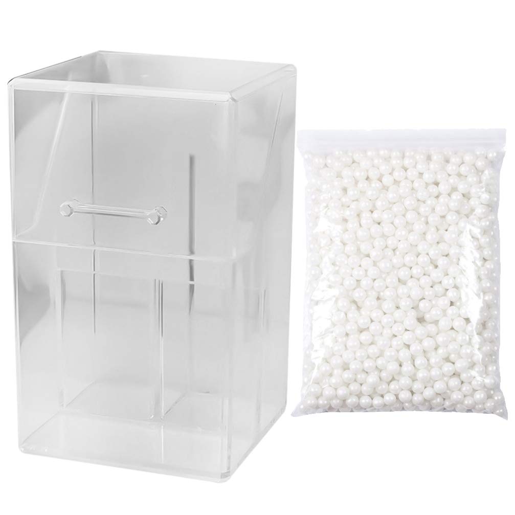YARNOW Acrylic Makeup Brush Holder with Lid - Dustproof Cosmetic Brush Organizer for Eyebrow Pencils & Stationery (Includes 1PC Brush Container + Pearl Bag) - Perfect for Vanity, Travel & Salon Use