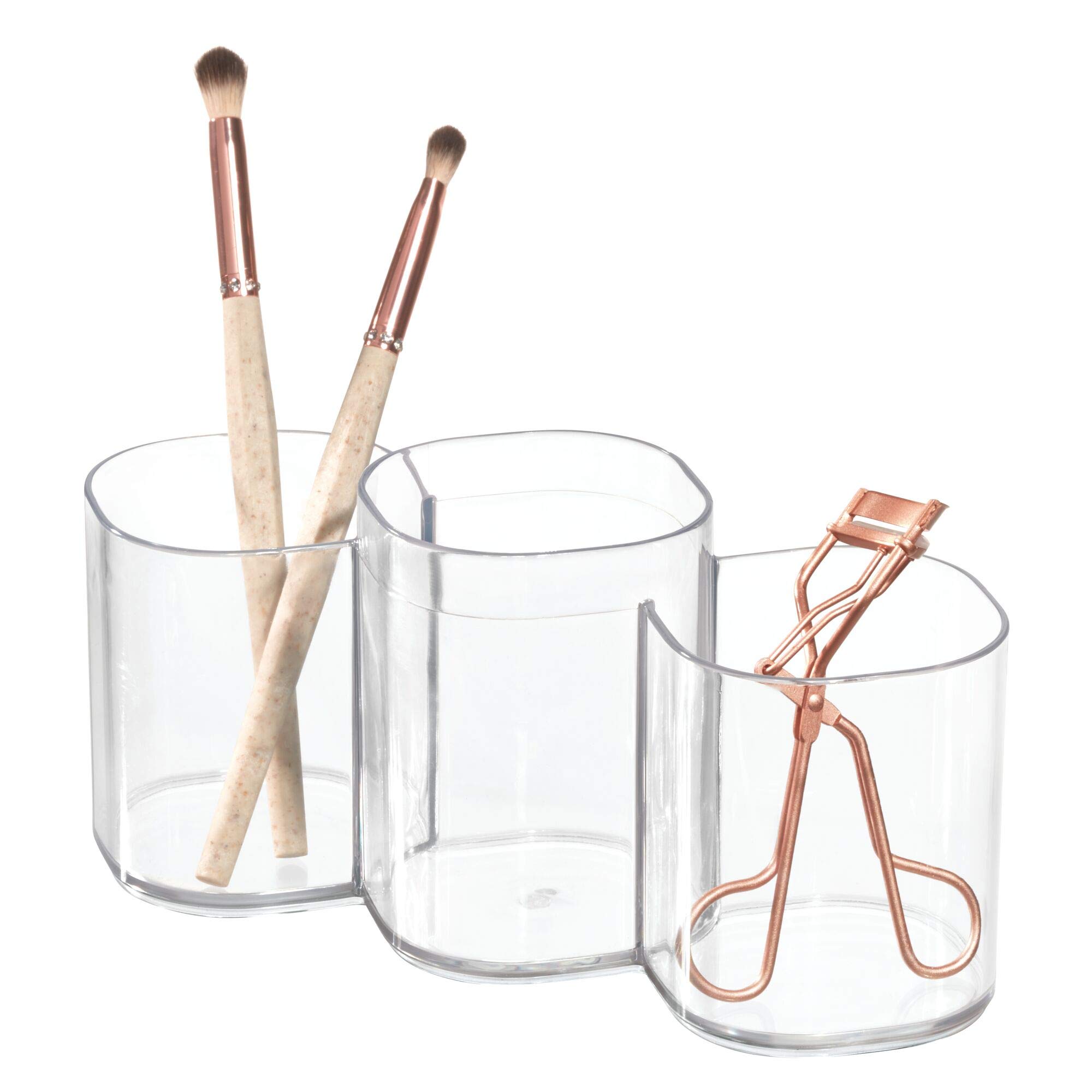 iDesign Clarity Collection Clear Acrylic Vanity Organizer - 3-Tier Cosmetic Storage Cabinet for Makeup Brushes & Skincare (8.2