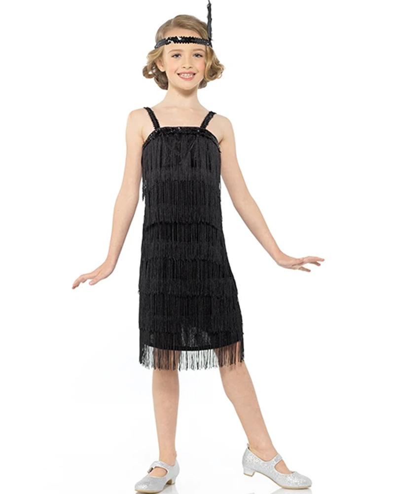1920s Black Flapper Dress Costume Set for Women - Vintage Roaring 20s Gatsby Party Outfit for Halloween, Themed Parties & Cosplay