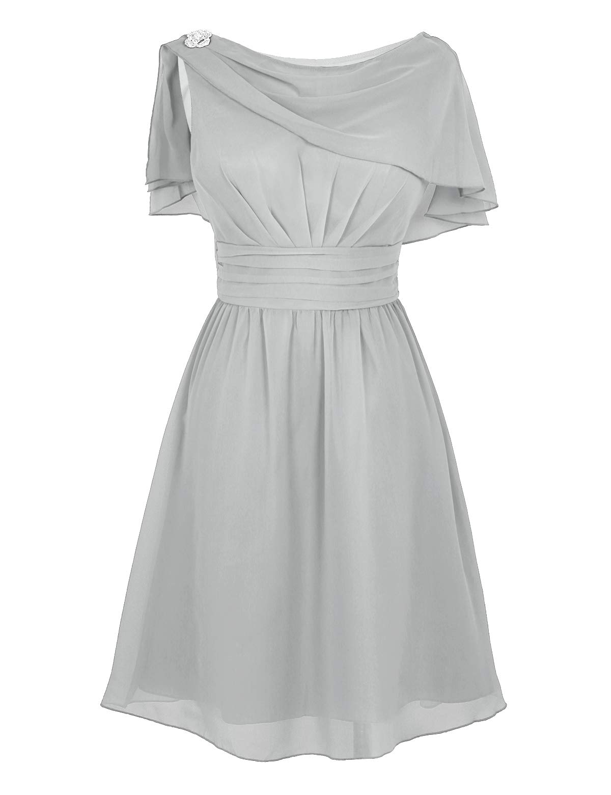 Elegant Women's Chiffon Ruffle Cape Sleeve Evening Dress for Prom, Ball & Cocktail Parties | Flattering A-Line Gown for Special Occasions & Formal Events