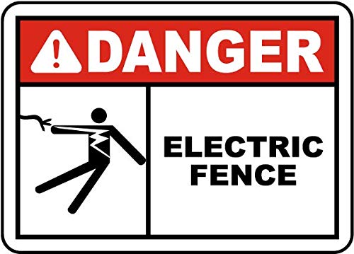 Safety & Warning Vinyl Stickers Bundle - 3 Pack Danger Electric Fence Signs (3.5