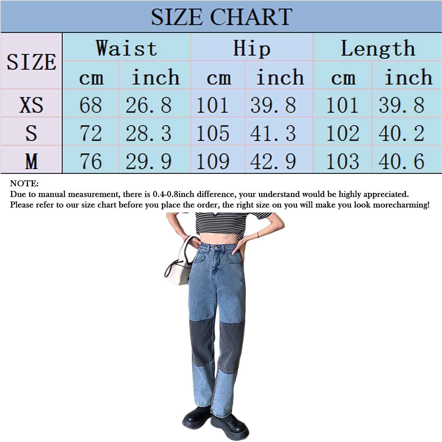 Women's High Waisted Color Block Straight Leg Jeans - Stretch Denim Pants with Patchwork Design for Women & Girls | Perfect for Casual Wear, Office Outfits & Street Style Fashion