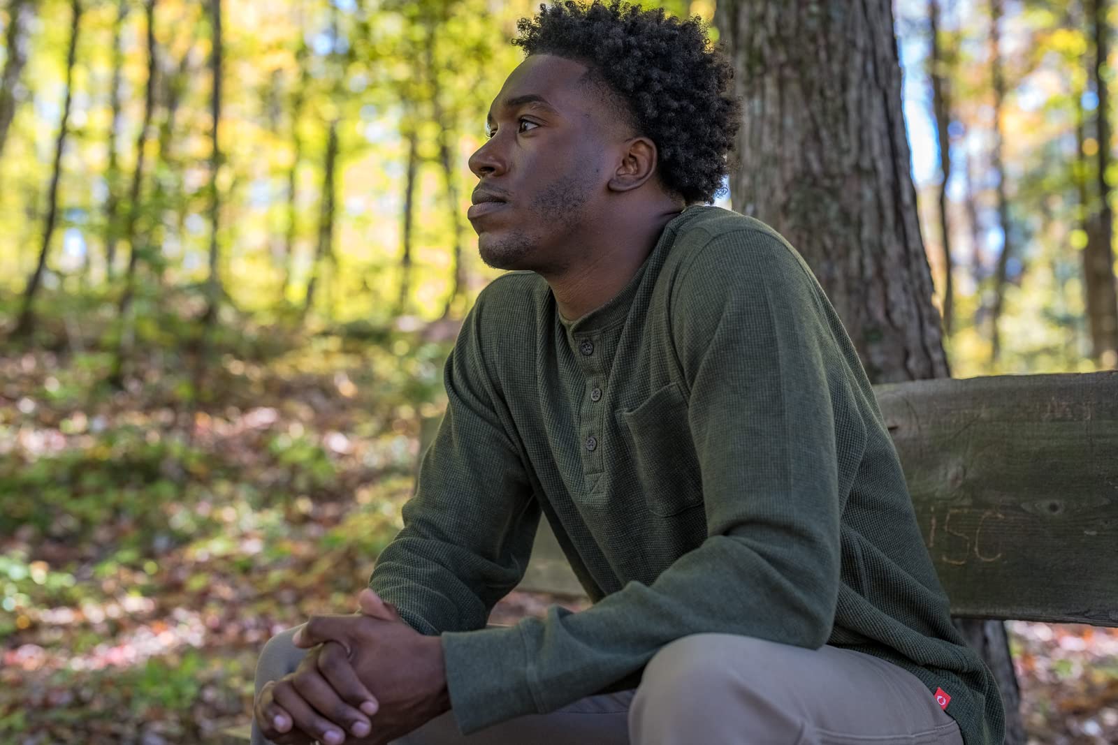 Men's Long-Sleeve Waffle Knit Thermal Henley Shirt with Pocket - Warm Winter Base Layer for Hiking, Camping & Outdoor Activities | American Outdoorsman