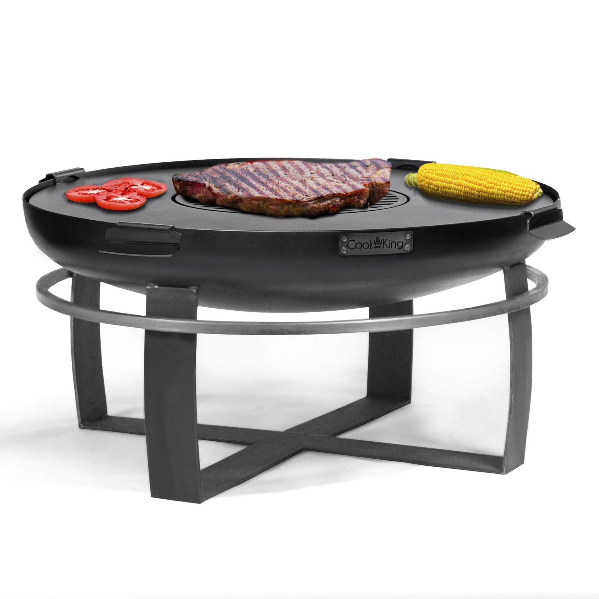 Viking 32-Inch Outdoor Fire Pit with Removable Grill Plate - Perfect for Backyard Camping, BBQ Parties & Patio Gatherings