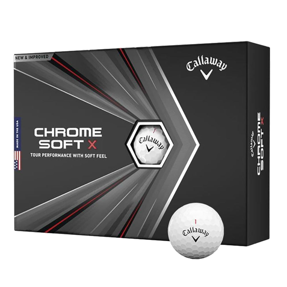 Callaway Chrome Soft X White Golf Balls - Premium Performance Golf Balls for Low Spin & Long Distance (12 Pack/Dozen) - Perfect for Tournament Play & Practice Rounds