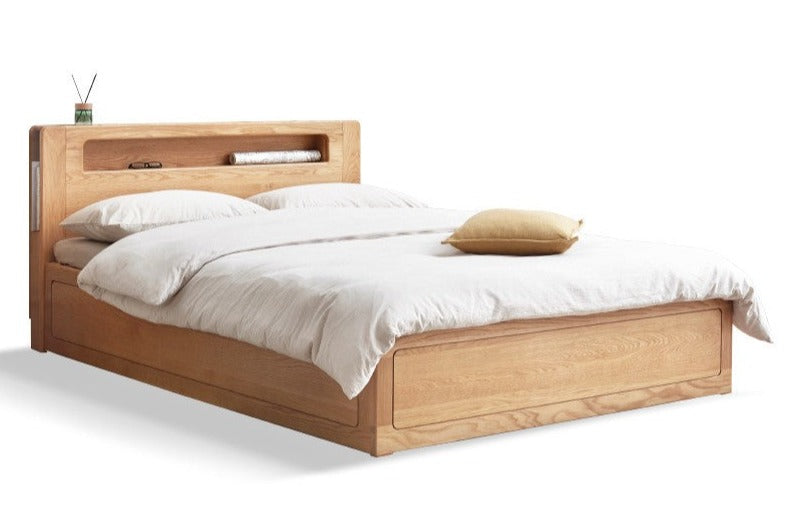 Premium Oak Solid Wood Luminous Box Bed - Durable Nightstand with Glow-in-the-Dark Features for Bedroom, Guest Room, and Kids Room Decor