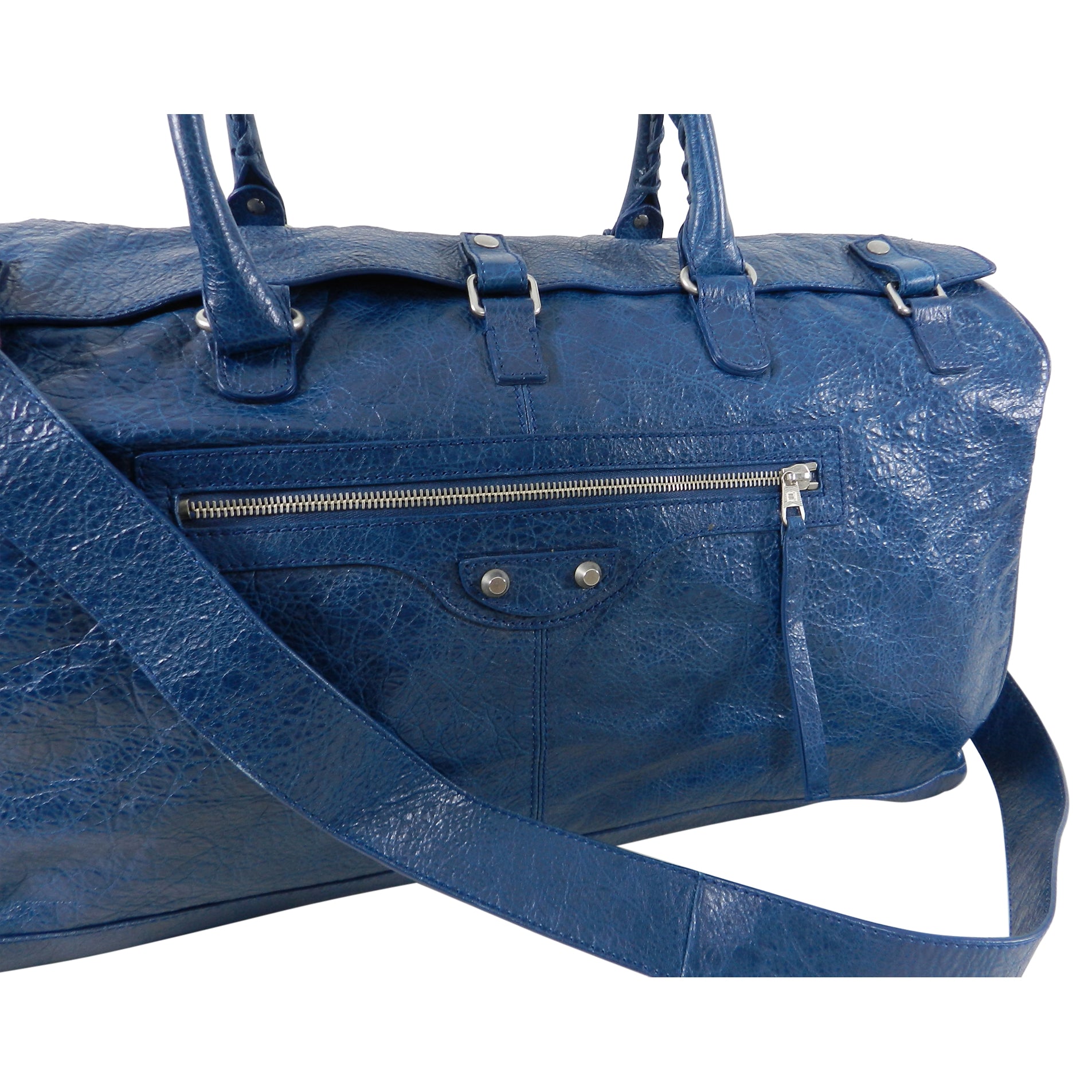 Balenciaga City Blue Giant Weekender Overnight Duffle Bag for Women | Luxury Travel Bag, Gym Bag & Weekend Getaway Essential