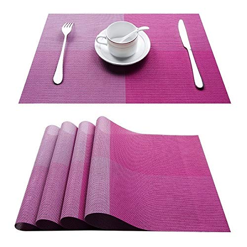 Non-Slip PVC Washable Placemats Set of 10 - Waterproof Dining Table Mats for Kitchen, Cup Coasters & Wine Pads - Perfect for Everyday Meals, Parties & Outdoor Picnics (Color: Purple)