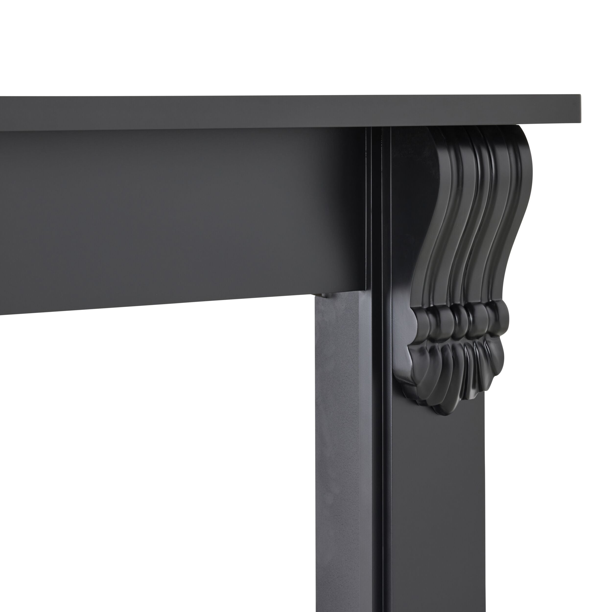Belford 50-Inch Freestanding Fireplace Mantel in Black - Elegant Wooden Shelf for Living Room, Bedroom, or Office Decor
