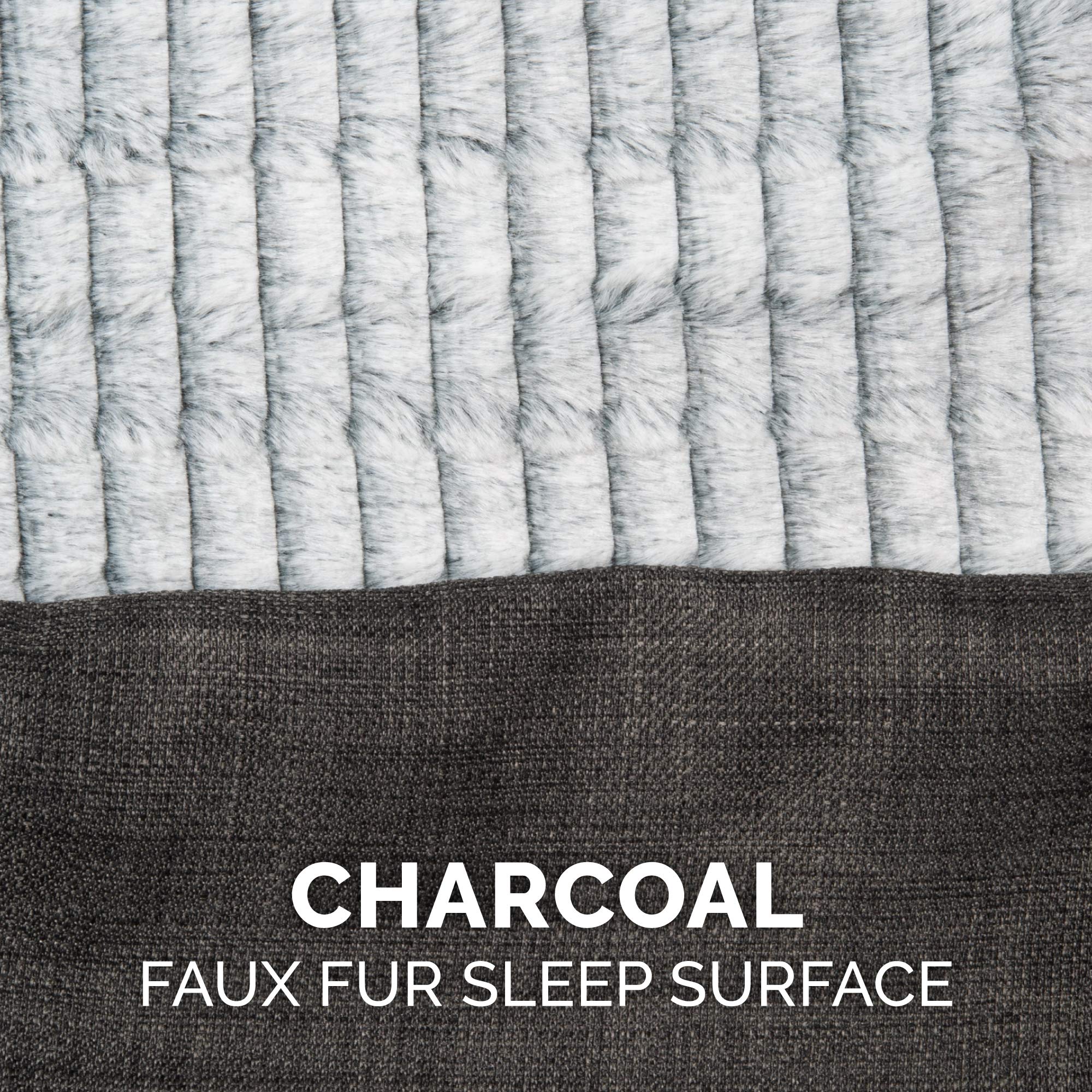 **Furhaven Orthopedic Dog Bed for Large & Medium Dogs - Removable Bolsters & Washable Cover - Supports Up to 55 lbs - Plush Faux Fur & Durable Linen Sofa Style - Charcoal (Large) - Perfect for Living Room, Bedroom, or Pet-Friendly Spaces**