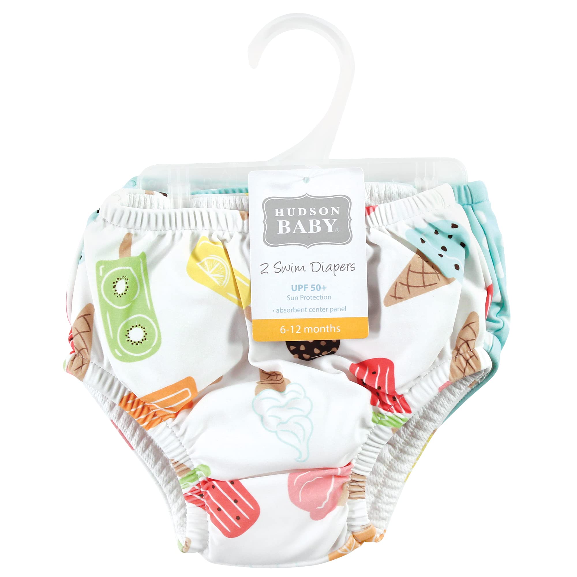 Hudson Baby Unisex Swim Diapers for Toddlers - Ice Cream Print, Size 3 - Perfect for Pool, Beach & Water Play