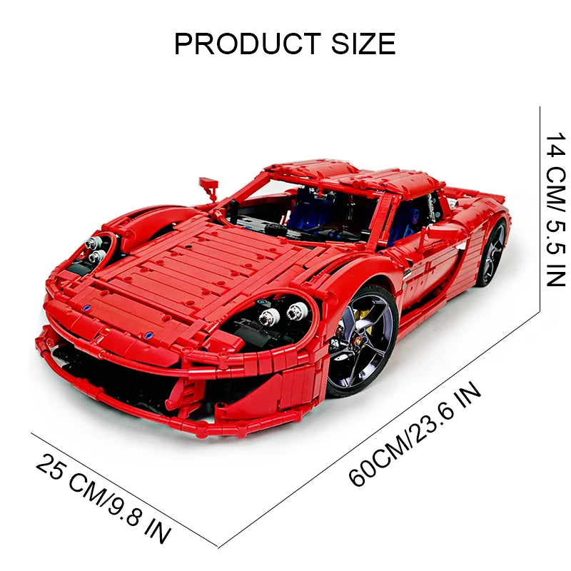 3797PCS MOC 131400 Porsche Carrera GT Building Blocks Set - Premium Collector's Model Car Kit for Adults & Teens - Perfect for Display, Gifts & DIY Car Enthusiasts