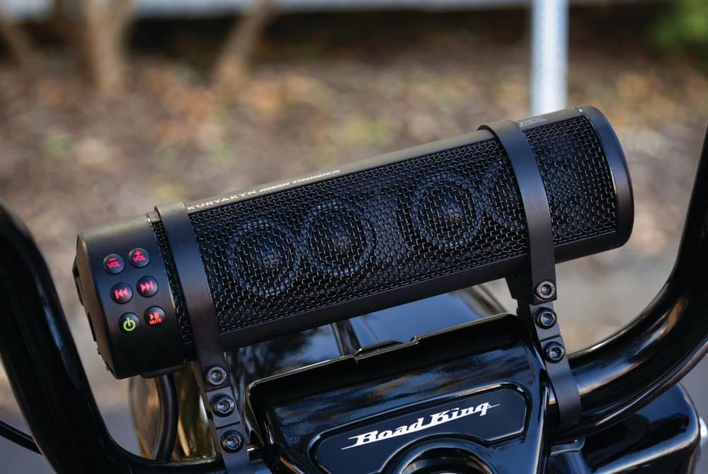 Kuryakyn 2720 MTX Road Thunder 300W Weatherproof Motorcycle Sound Bar - Bluetooth Handlebar Speakers with USB Charger (Satin Black) for Outdoor Riding & Adventure Trips