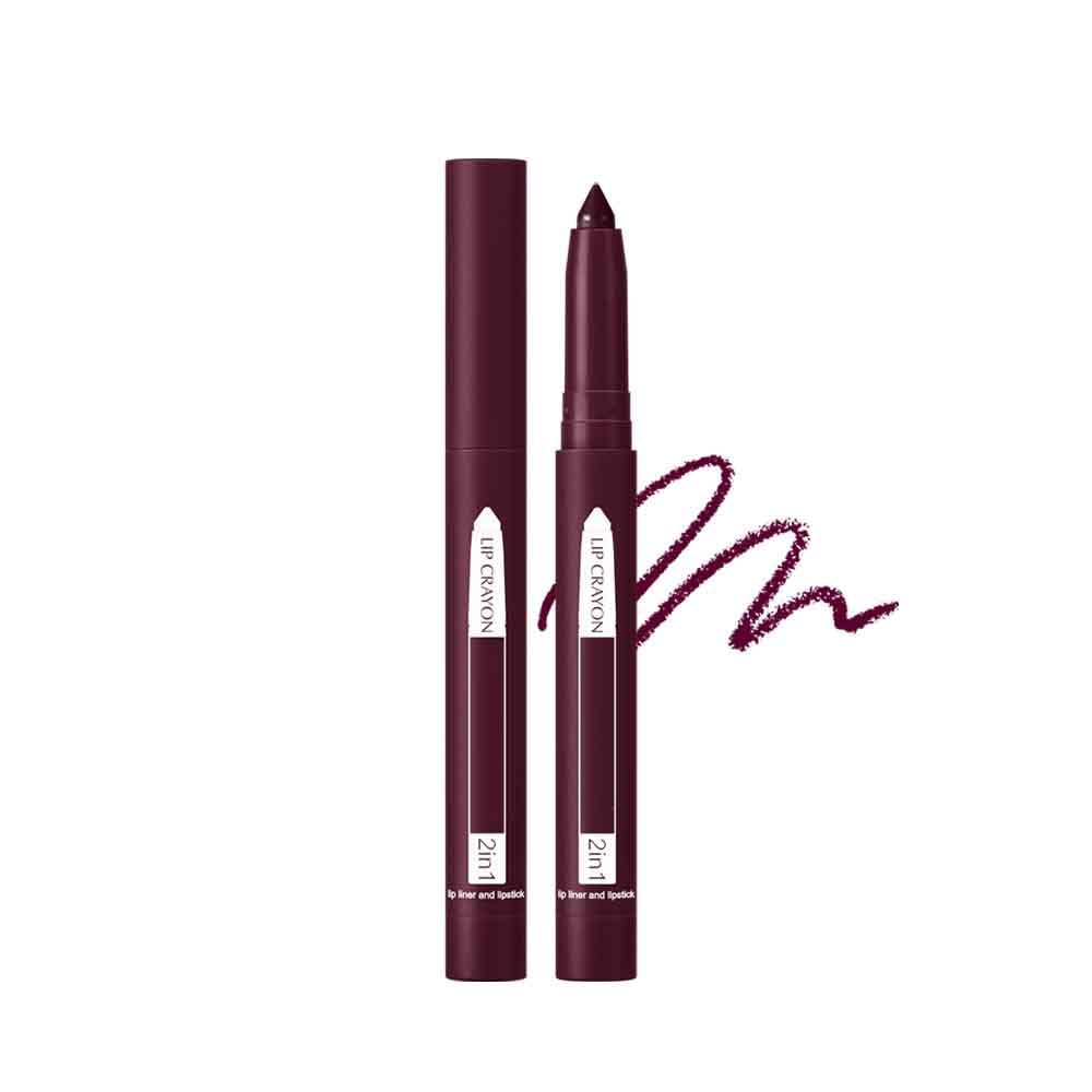 2-in-1 Lip Crayon & Lip Liner Pencil - Matte Lipstick with Slim Professional Tip (#12) | Long Lasting Waterproof Lip Makeup for Daily Wear & Special Occasions