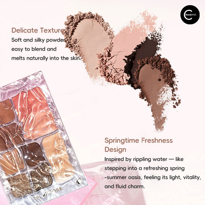 Colorrose Water Ripple All-in-One Makeup Palette - Eyeshadow, Blush, Highlighter & Bronzer Kit for Everyday Makeup & Professional Looks | Perfect for Travel, Bridal & Party Makeup
