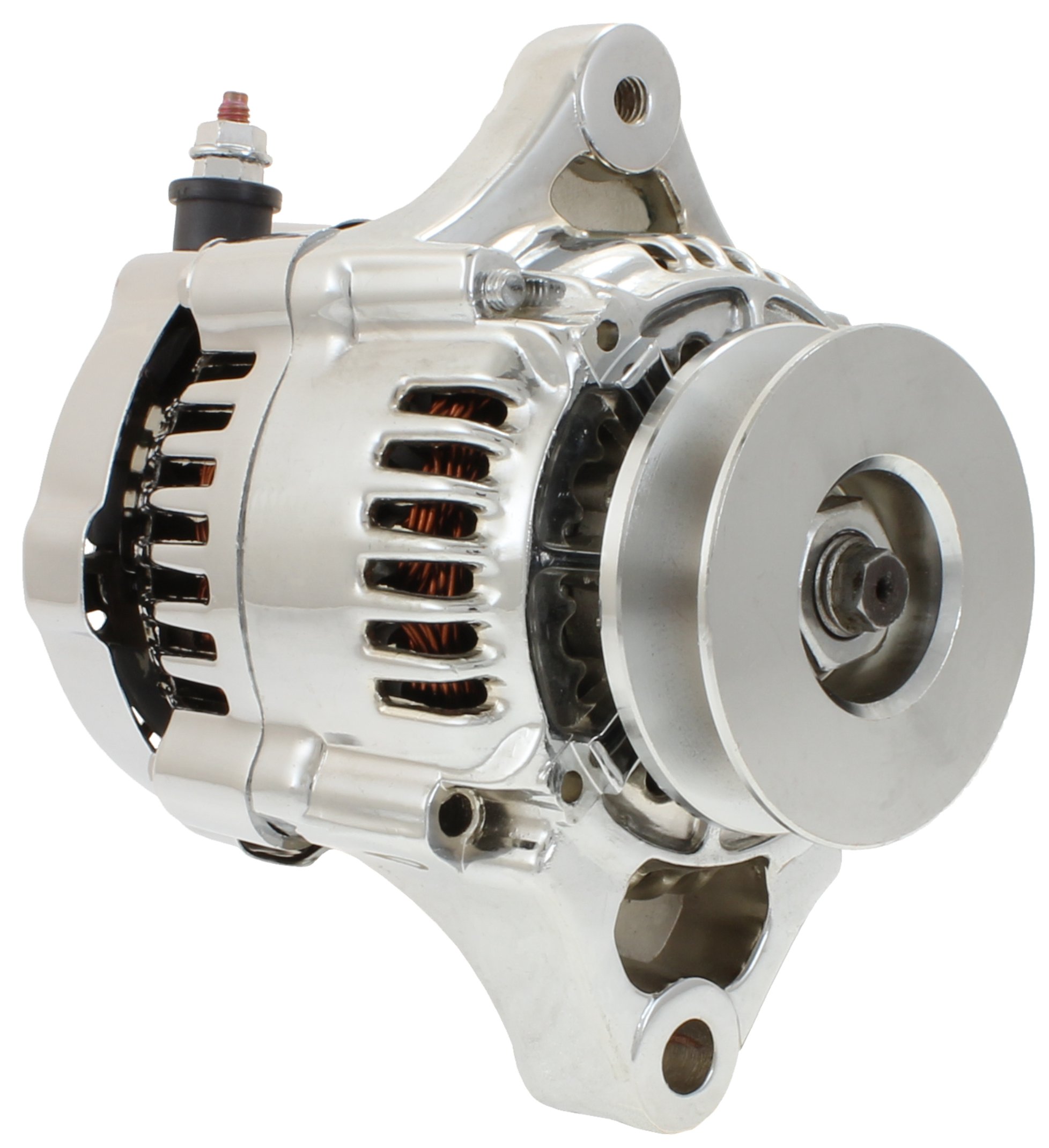 New Chrome Mini Alternator 1-Wire Self-Exciting 45A 6.5lbs - Compatible with Chevy Big Block & Small Block (BBC/SBC) Engines, Race Cars, Hot Rods, Street Rods - Perfect for High-Performance Upgrades & Custom Builds