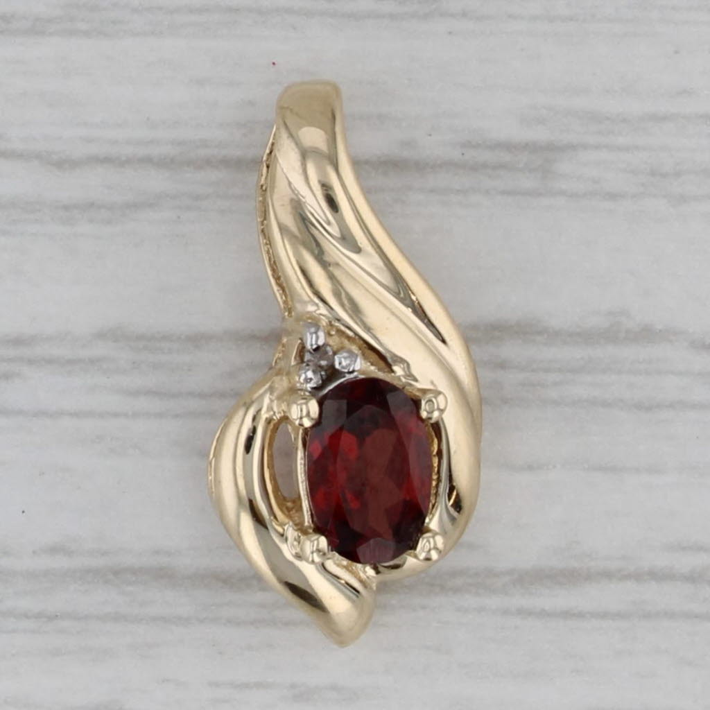 0.50ct Genuine Garnet Pendant Necklace - 10k Yellow Gold with Diamond Accent - Elegant Drop Pendant for Women, Perfect Gift for Birthday, Anniversary & Valentine's Day