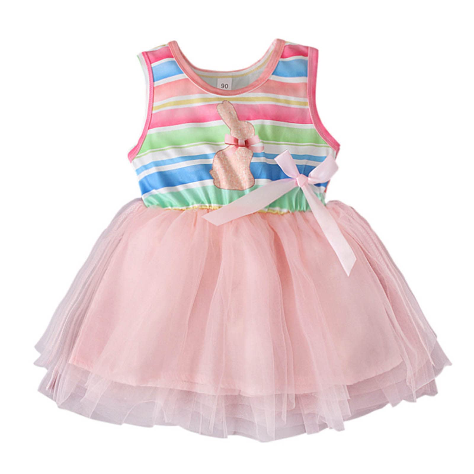 **Easter Bunny Princess Dress for Girls 1-4 Years – Bow Tulle Patchwork Toddler Dress Size 5T Long Sleeve – Perfect for Easter, Birthday Parties & Special Occasions**