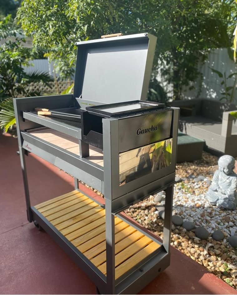 CHOLYS GRILLS Tromen Gaucha 46-Inch Authentic Argentinian Style Charcoal Santa Maria Grill - Outdoor BBQ Cooking Grill for Backyard, Patio & Camping (46x44x20 Inches, Gray)