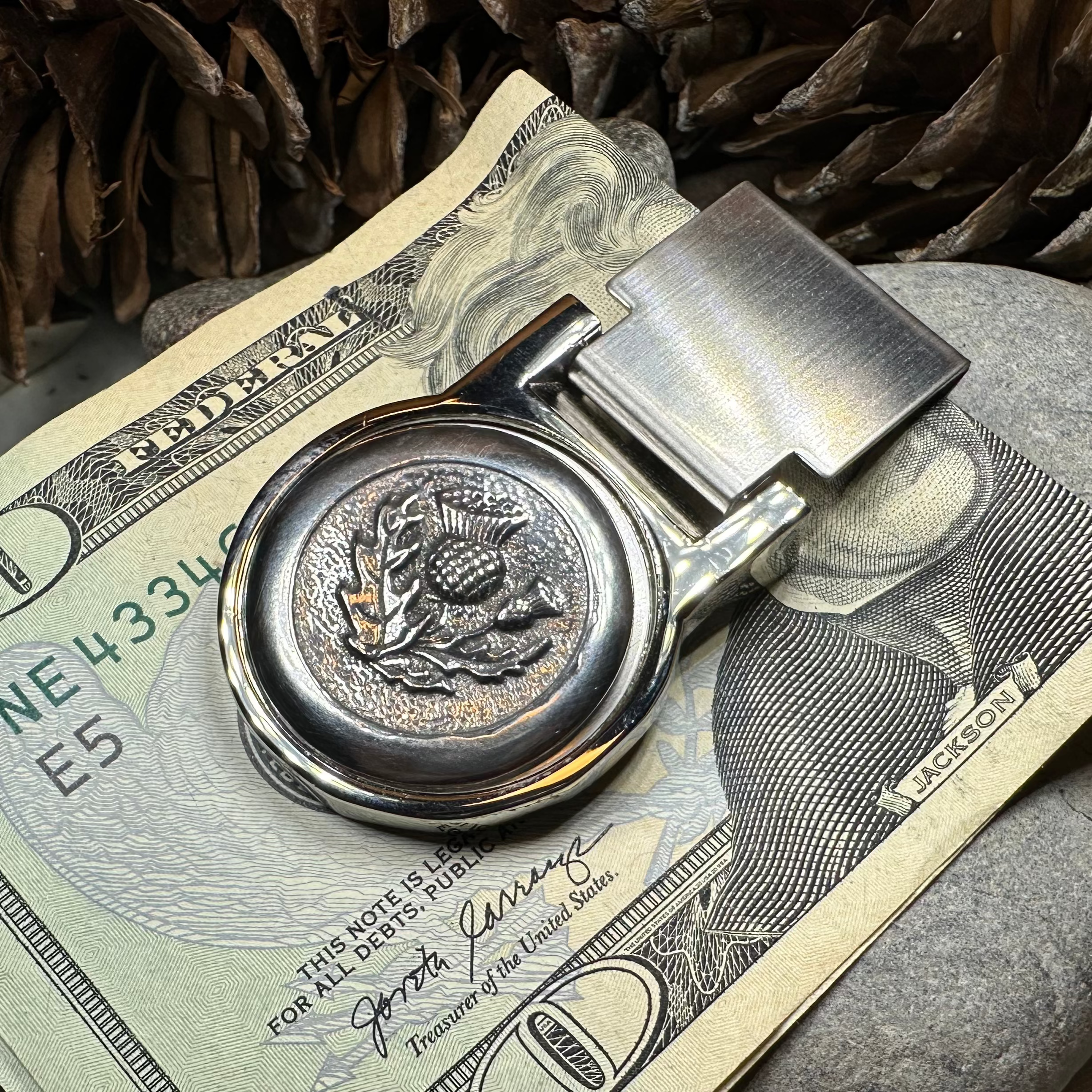 Scottish Thistle Money Clip - Elegant Stainless Steel Cash Holder for Men | Perfect for Weddings, Travel & Everyday Use