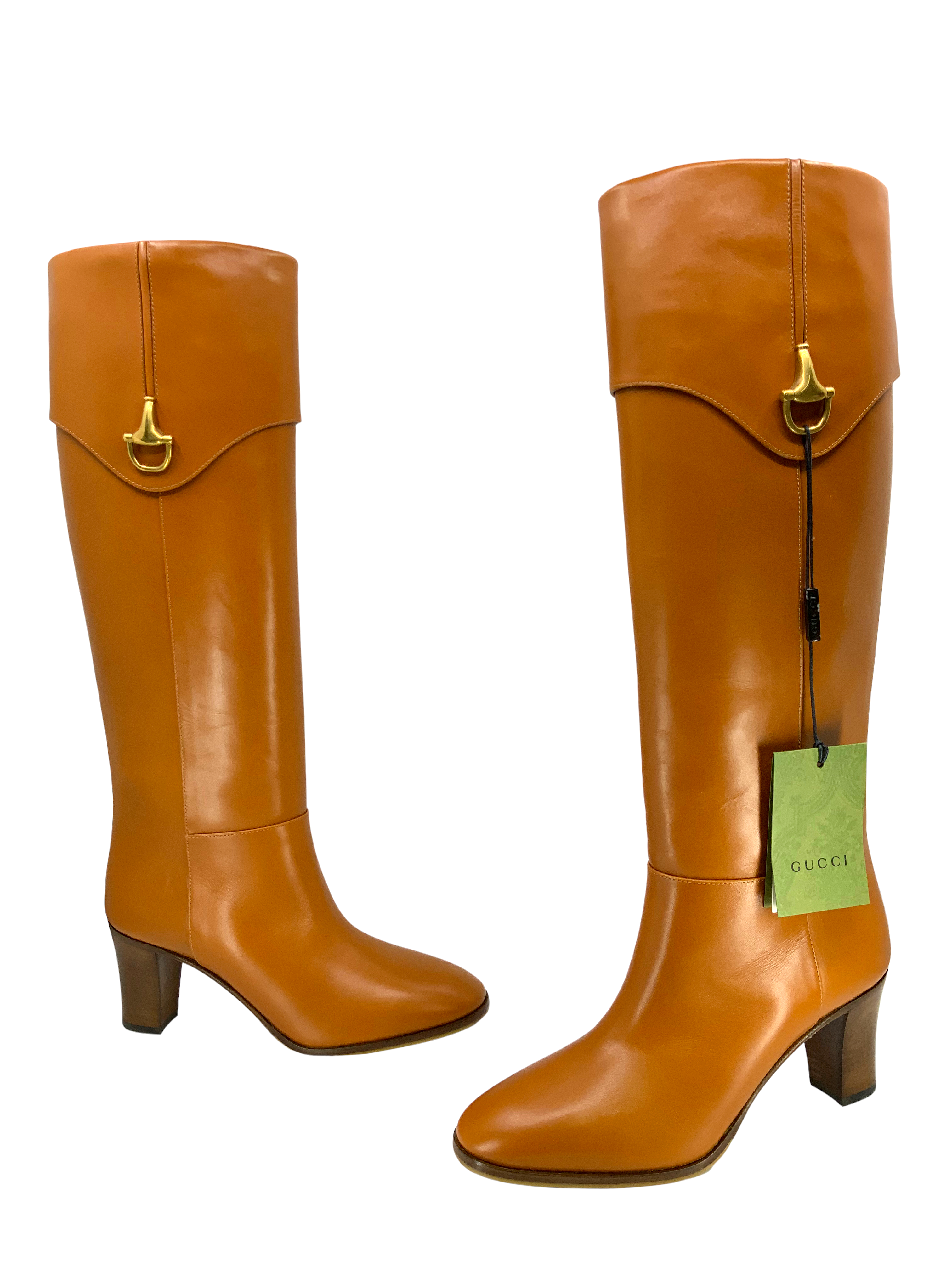 Authentic GUCCI Horsebit Leather Knee High Boots Women's Size 7.5 (US) - New Luxury Fashion Boots for Party, Office & Winter Outfits