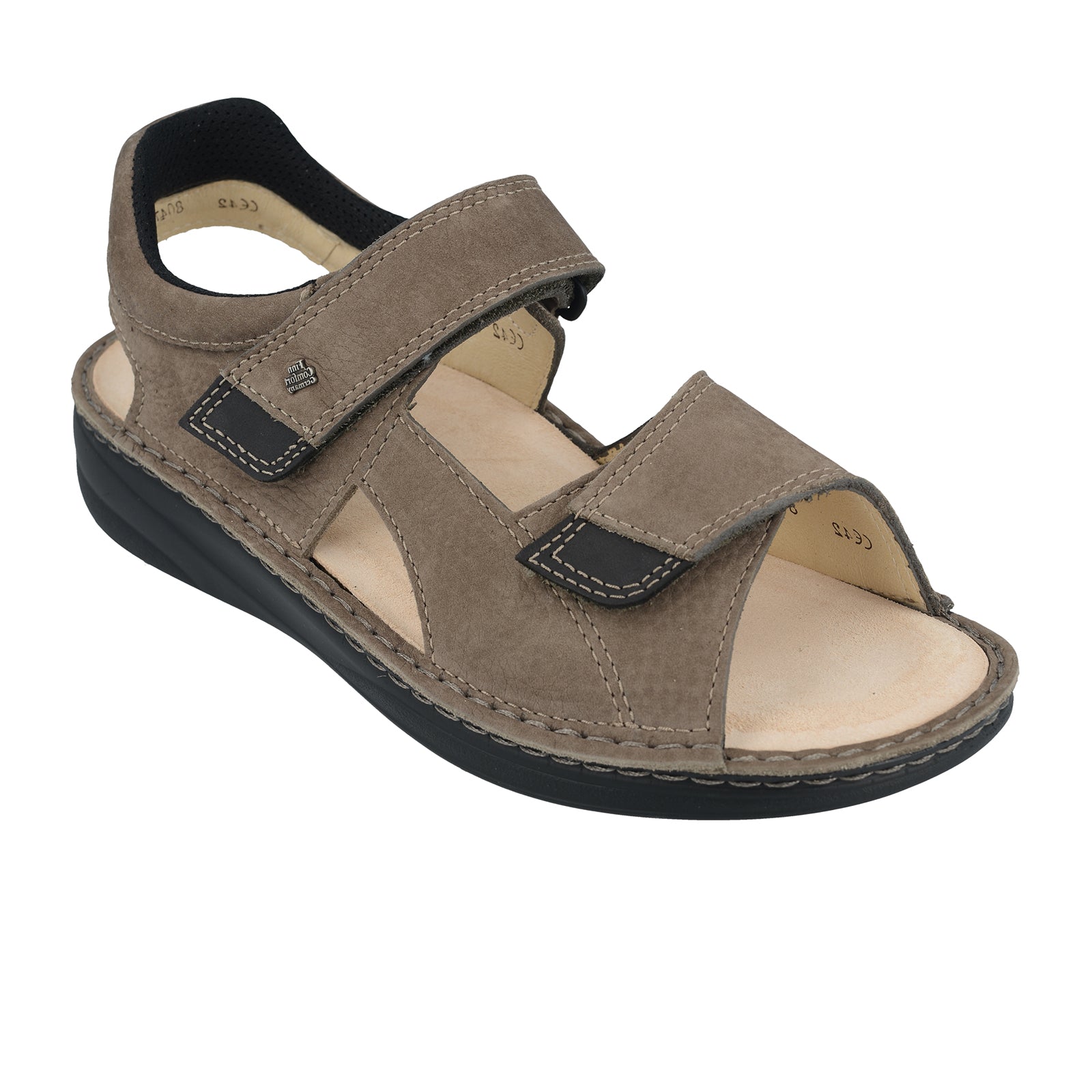 Finn Comfort Skiathos Men's Backstrap Sandals - Oxi/Black Tango/Buggy | Premium Comfort Footwear for Walking, Travel & Casual Wear