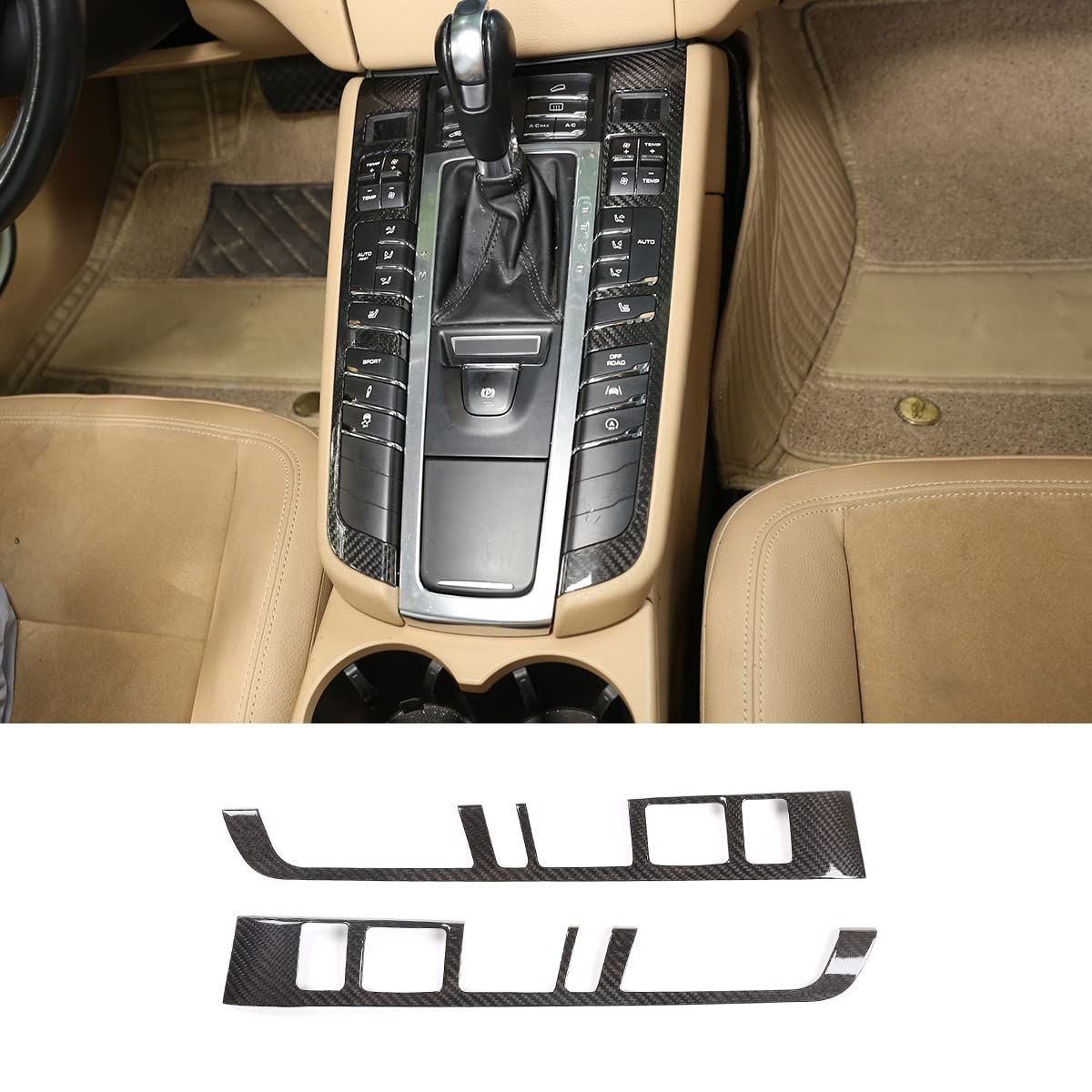 Premium Real Carbon Fiber Center Console Trim Cover for Porsche Macan 2014-2020 - Interior Upgrade & Protection - Perfect for Car Enthusiasts & Luxury Vehicle Customization