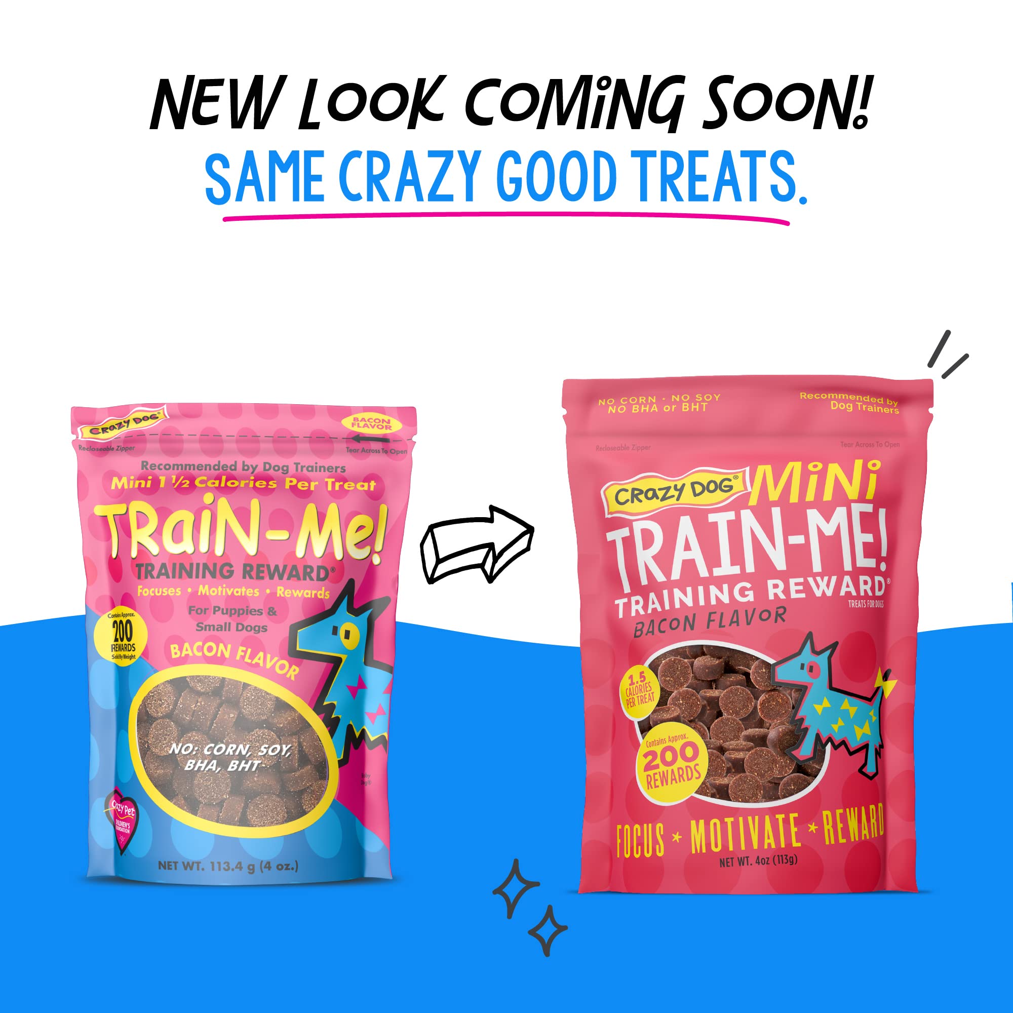 Crazy Dog Train-Me! Training Reward Mini Dog Treats 4oz - Healthy Soft Bites for Small & Medium Dogs - Perfect for Obedience Training, Behavior Rewards & Positive Reinforcement