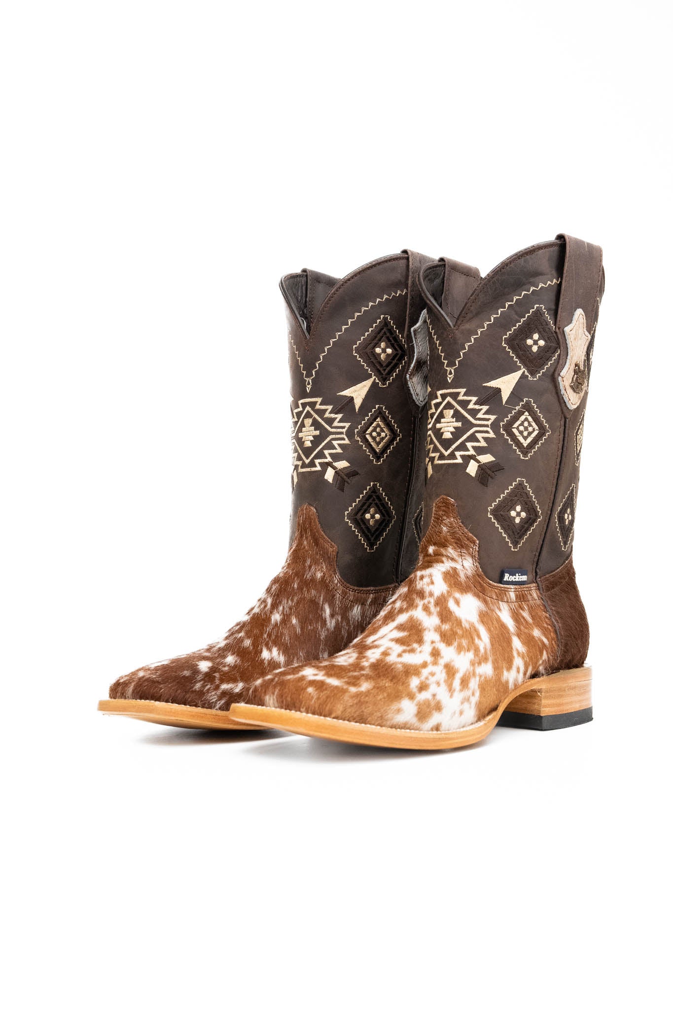 **Men's Genuine Cowhide Square Toe Cowboy Boots - Size 8 (NM95) - Western Style, Durable & Comfortable for Rodeo, Country Dancing & Outdoor Work**