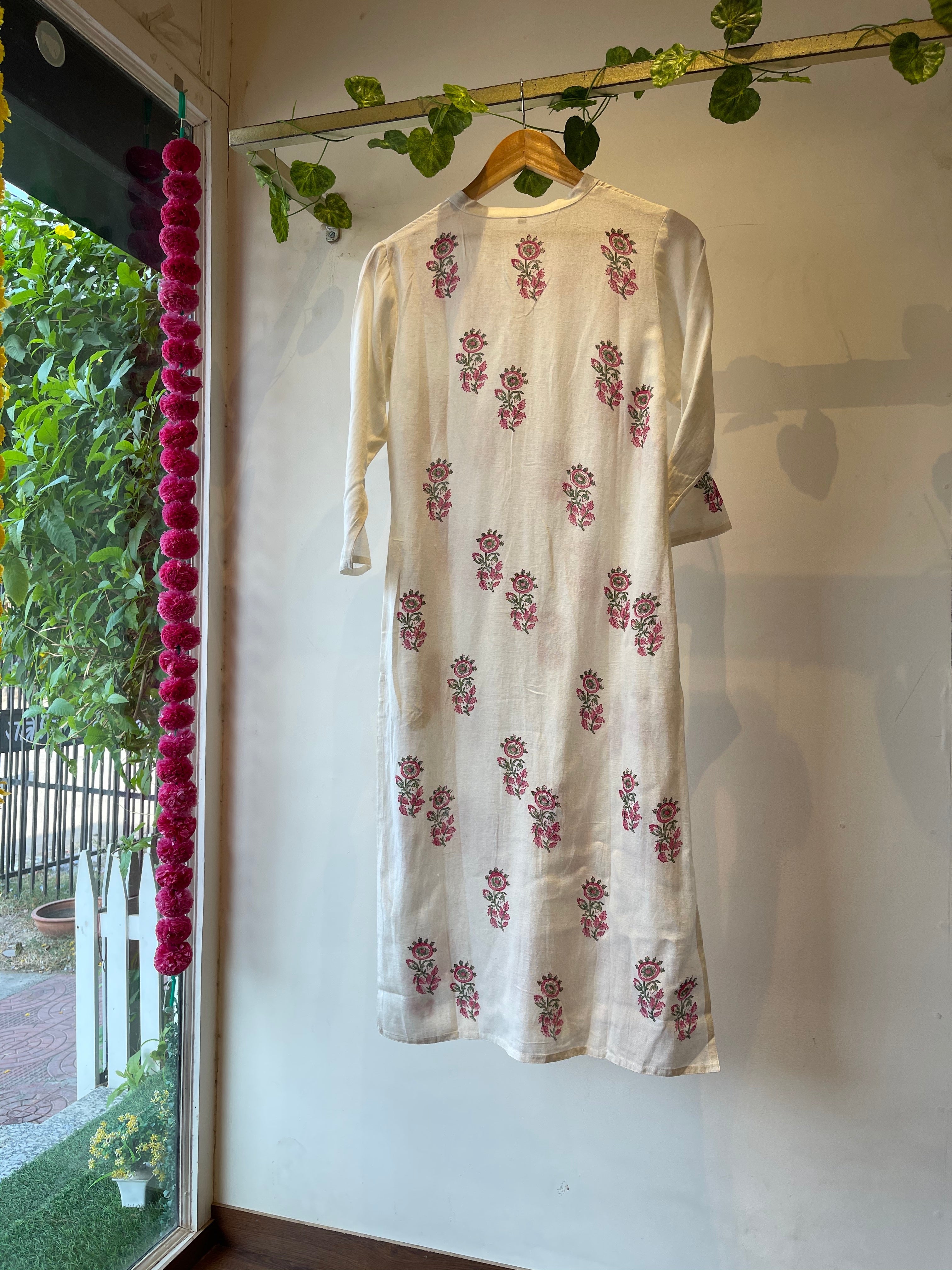 White Cotton Block Print Kurta for Women | Handmade Indian Ethnic Wear | Perfect for Festivals, Weddings & Casual Outfits