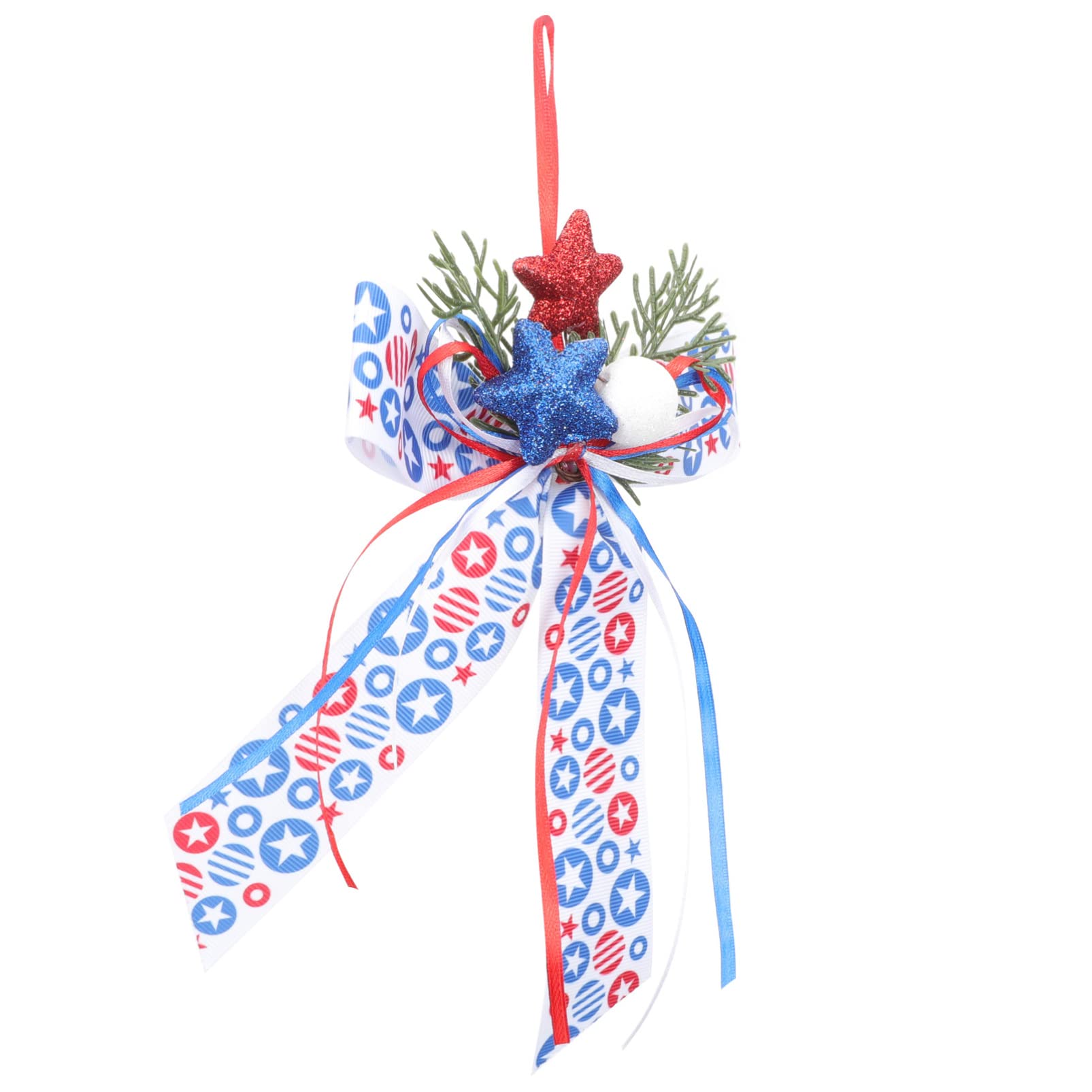 Amosfun Patriotic Bow Wreath - Red White Blue 4th of July Decorations, Memorial Day & Independence Day Tree Topper, Front Door Wall Fence Decor - Perfect for American Flag Themed Parties, Patriotic Home Decor & Holiday Celebrations