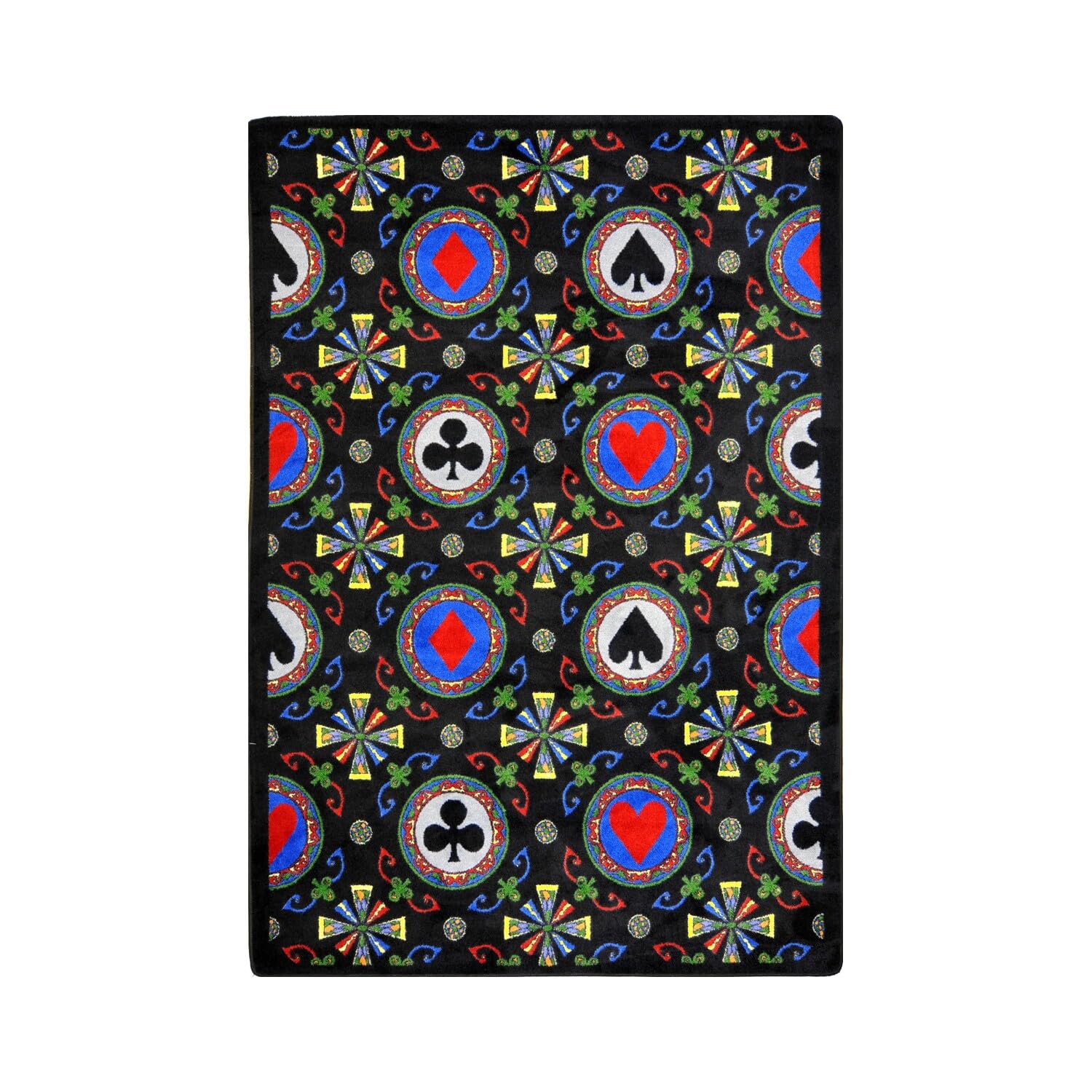 Joy Carpets Games People Play Stacked Deck Gaming Area Rug - Black - Perfect for Game Rooms, Basements & Man Caves