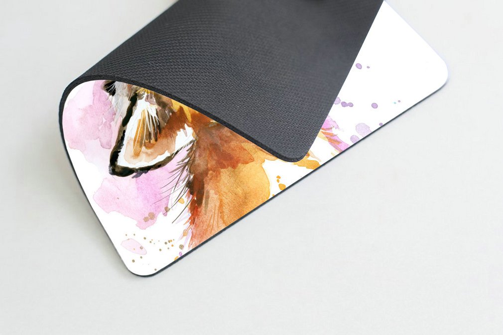Custom Watercolor Fox & Baby Fox Non-Slip Rubber Mouse Pad - Portable Personalized Mousepad for Office, Gaming & Travel - Perfect Gift for Computer Users