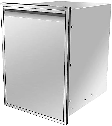 Stainless Steel Built-In Propane Tank Drawer with Adjustable Trash Ring & Handle - 19