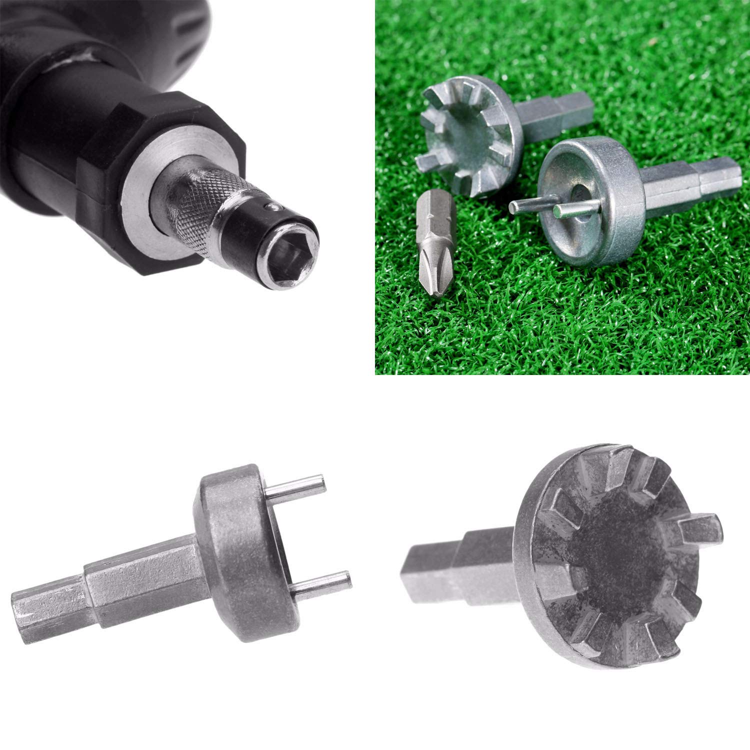 FINGER TEN Golf Spike Wrench Tool Set - Stainless Steel Cleat Remover & Adjuster with Plastic Handle - Durable Golf Shoe Accessories for Easy Spike Replacement (1 Pack, Black) - Perfect for Golf Course Maintenance & Equipment Repair
