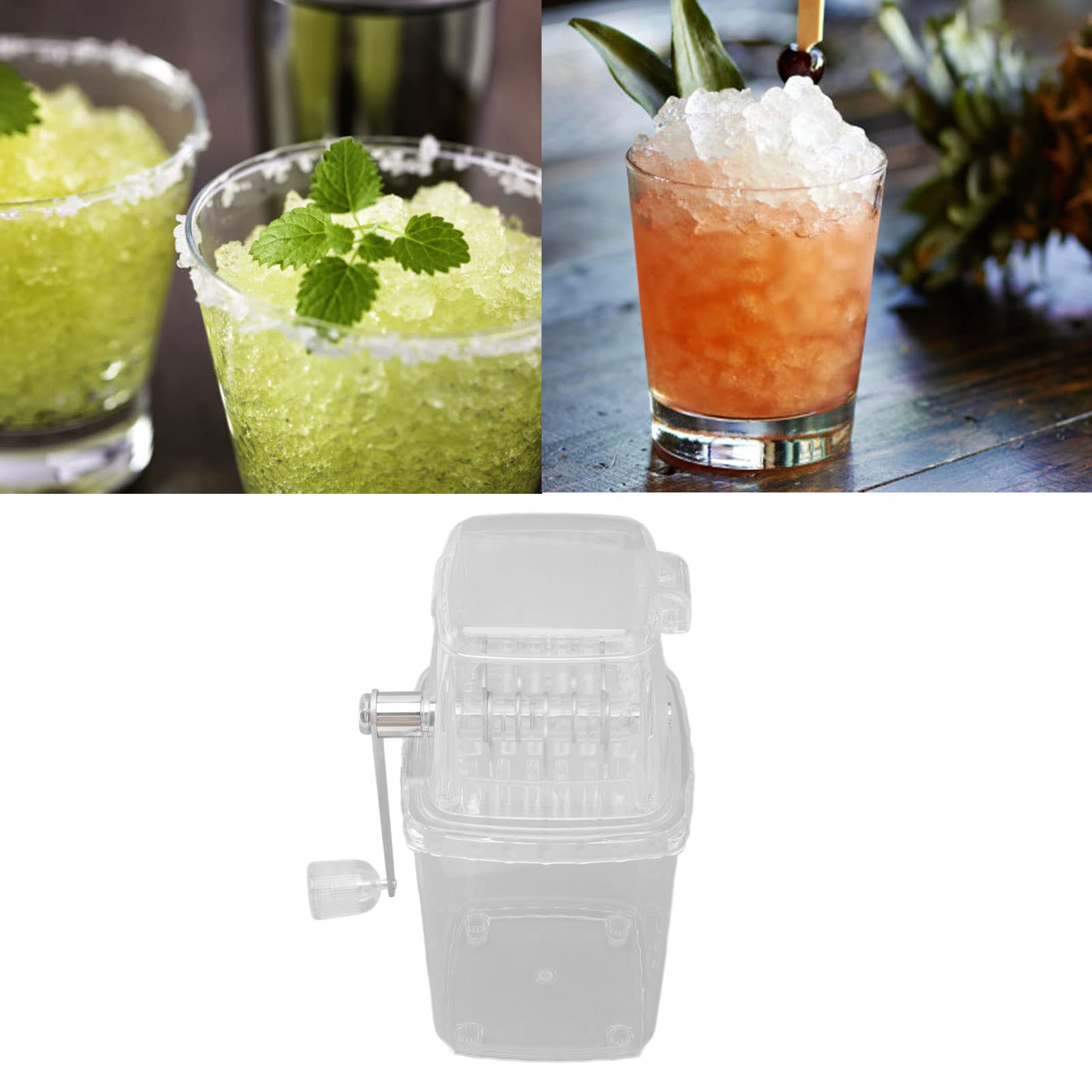Stainless Steel Manual Ice Crusher for Cocktails, Smoothies & Shaved Ice - Transparent Handheld Ice Chopper for Home Bars, Parties & Outdoor Use