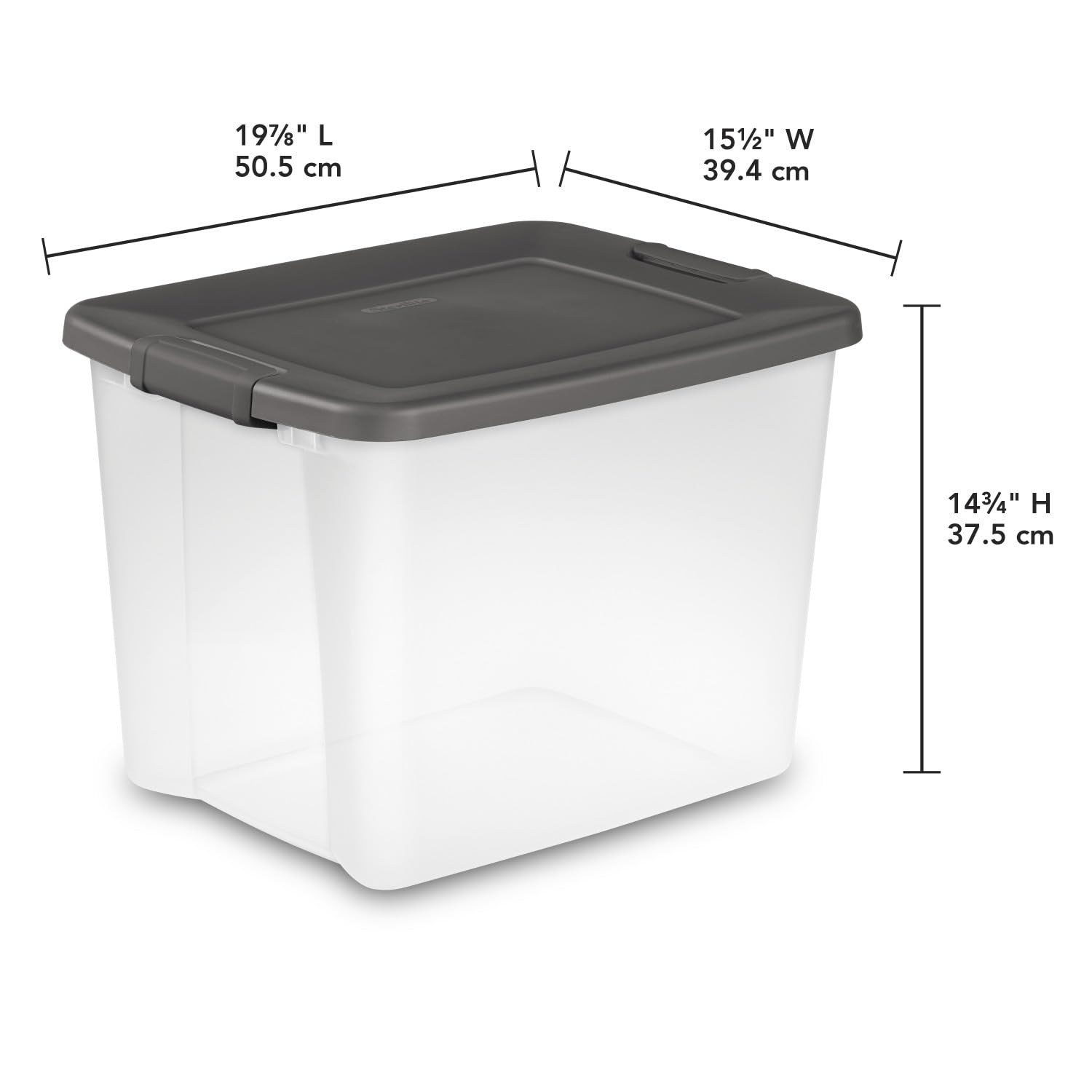 Sterilite 19376406 50-Quart Storage Bins with Lids - 6-Pack Stackable Shelf Totes in Driftwood & Platinum for Home Organization, Closet, Garage, and Office Storage Solutions