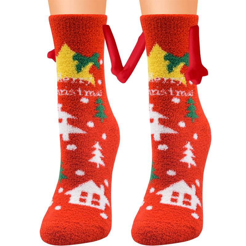 Hand In Hand Magnetic Christmas Socks - Festive Holiday Socks for Couples & Families - Perfect for Christmas Gifts, Stocking Stuffers & Winter Home Decor